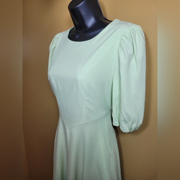 Rosesbythepetal 100% Linen Green Cottagecore Cottage Core Knee Length Dress sz S - Picture 11 of 11